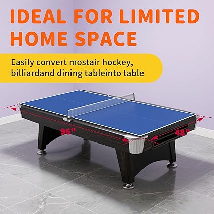 Ping Pong Table Top, 8X4 FT Foldable Table Tennis Table for Billiard and Pool Tables, Indoor Outdoor Table Tennis Conversion Top with Net & Premium Foam Padding - Perfect for Family Game Rooms