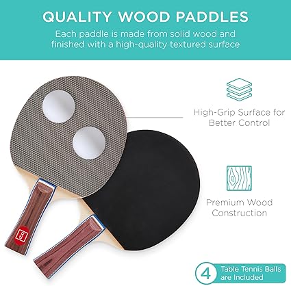 Products 6x3ft Portable Ping Pong Table, Mid-Size Folding Indoor Outdoor Table Tennis w/ 2 Paddles, 4 Balls Included, Carrying Bag