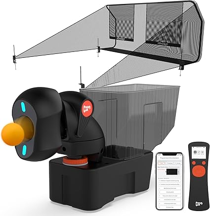 Table Tennis Robot with Net, Ping Pong Machine, Remote/App Control, 264 Pre-Saved Drills, Custom Drills