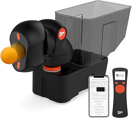Table Tennis Robot, Portable Ping Pong Machine, APP Control, 264 Built-in Routines, 150-Ball Capacity, Customize Spin/Speed for Solo Training & Coaching