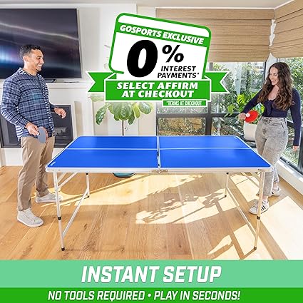 6 x 3 ft Mid-Size Table Tennis Table Set with Adjustable Height - Green or Blue