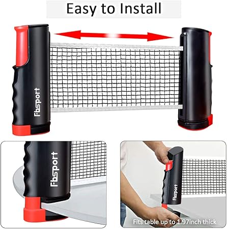 Ping Pong Paddle Set, Portable Table Tennis Set with Retractable Net,Rackets,Balls and Carry Bag for Indoor/Outdoor Games
