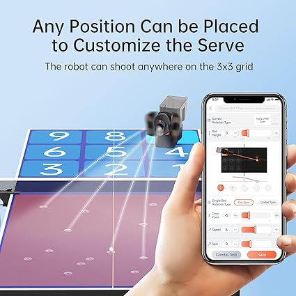 Table Tennis Robot, Portable Ping Pong Machine, APP Control, 264 Built-in Routines, 150-Ball Capacity, Customize Spin/Speed for Solo Training & Coaching