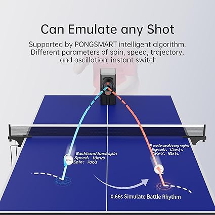 Table Tennis Robot with Net, Ping Pong Machine, Remote/App Control, 264 Pre-Saved Drills, Custom Drills