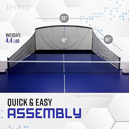 Carbon Fiber Table Tennis Ball Catch Net - Practice Net Attaches to Ping Pong Table for Ball Collection During Table Tennis Robot, Serve or Multi-Ball Training