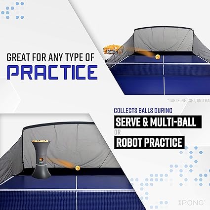 Carbon Fiber Table Tennis Ball Catch Net - Practice Net Attaches to Ping Pong Table for Ball Collection During Table Tennis Robot, Serve or Multi-Ball Training