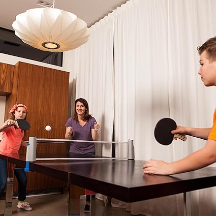 Anywhere Table Tennis: Ping Pong Paddles, Balls, and Portable Net & Post Set To Go, 10.1"L x 10.1"W x 3.2"H